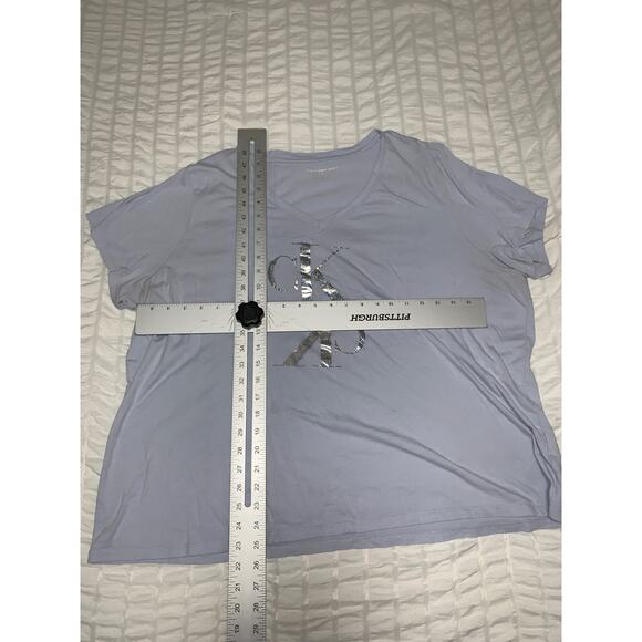 Calvin Klein V-Neck Logo Tee Lavender Blue Women’s 3X - Picture 7 of 7